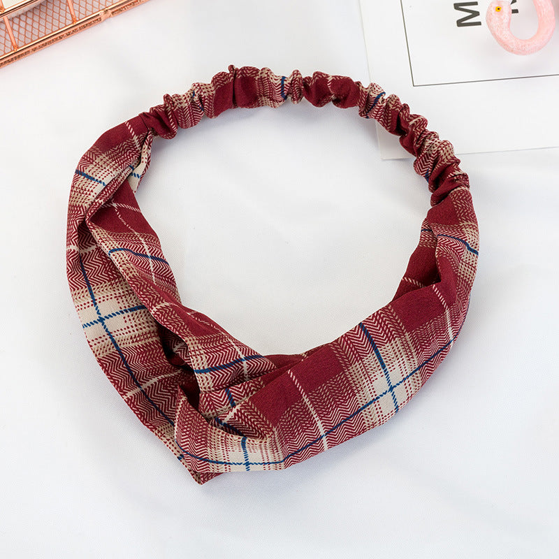 Wholesale Cross Check Fabric Headband