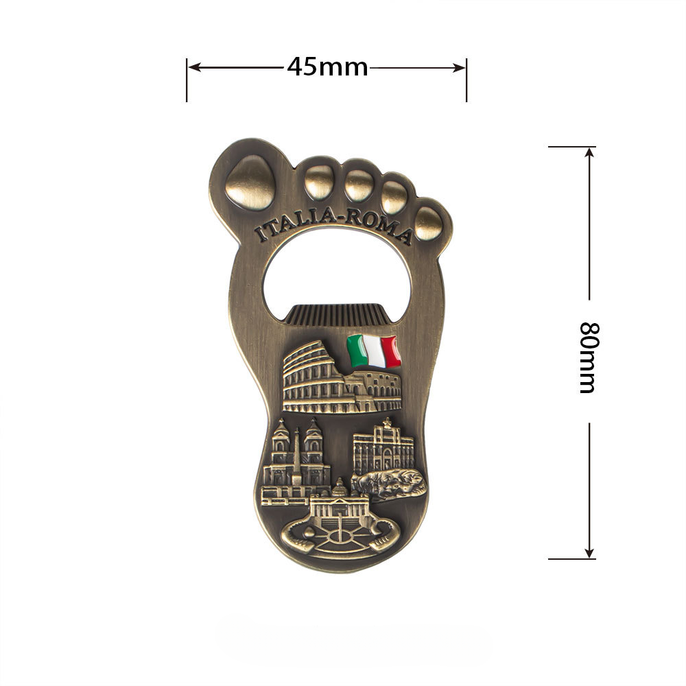 Wholesale Zinc Alloy Town Shop Treasure Big Feet Refrigerator Magnet Bottle Opener