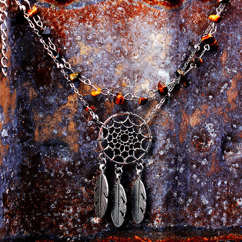 Wholesale Alloy Peacock Turquoise Hollow Dream Catcher Feather Anklet