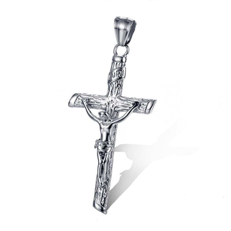 Wholesale Titanium Steel Jesus Guardian Cross Pendant Necklace