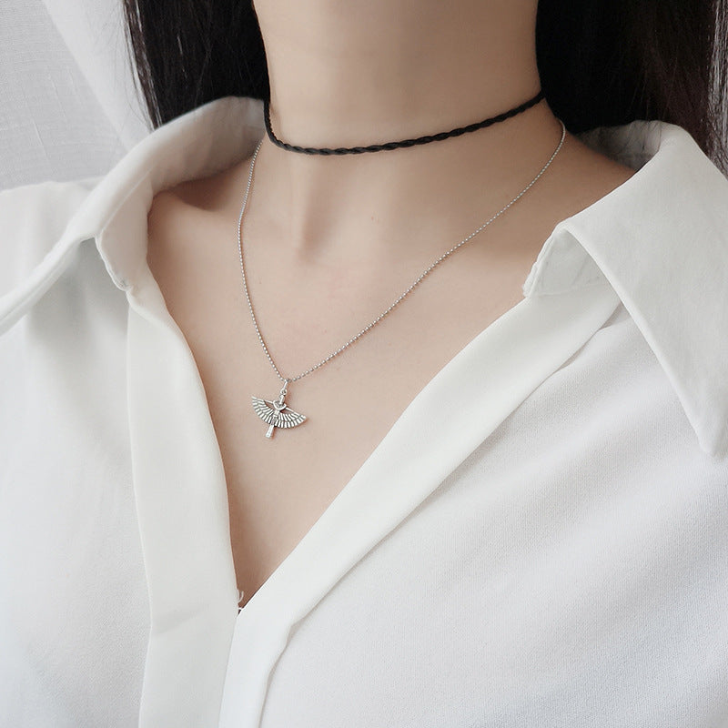 Collar de clavícula con colgante de Ángel con alas de plata de ley S925 al por mayor