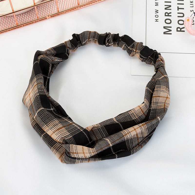 Wholesale Cross Check Fabric Headband