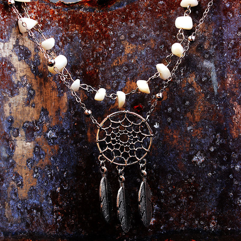 Wholesale Alloy Peacock Turquoise Hollow Dream Catcher Feather Anklet