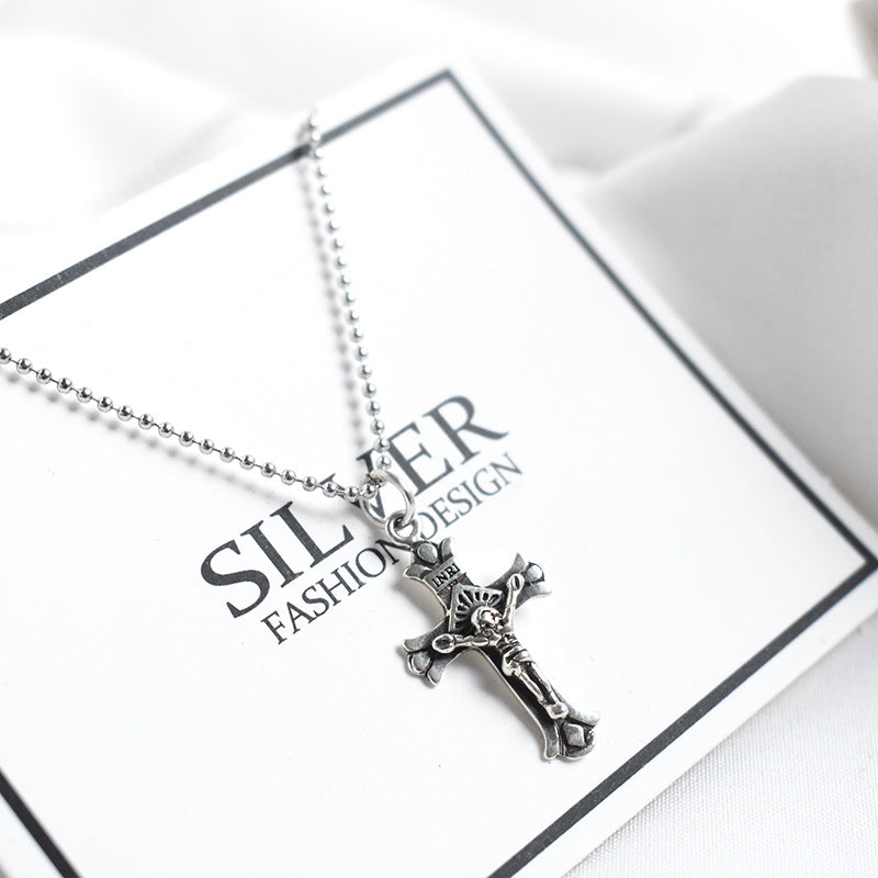 Wholesale Vintage Cross 925 Sterling Silver Clavicle Necklace