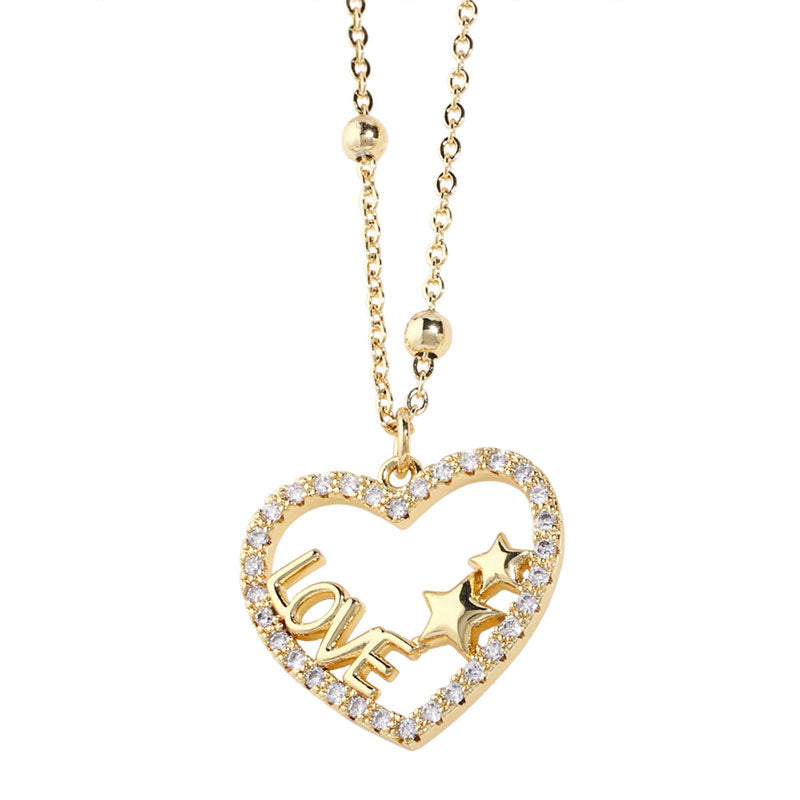 Wholesale Necklace Copper 18K Gold Plated Heart-shaped OLY-NE-AS013