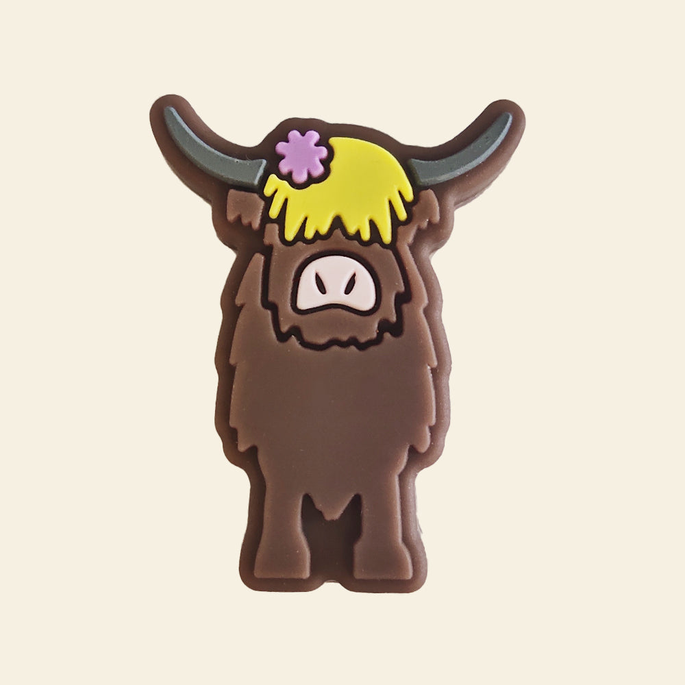 Wholesale 10pcs Cartoon West Highland Cow Silicone Focal Beads