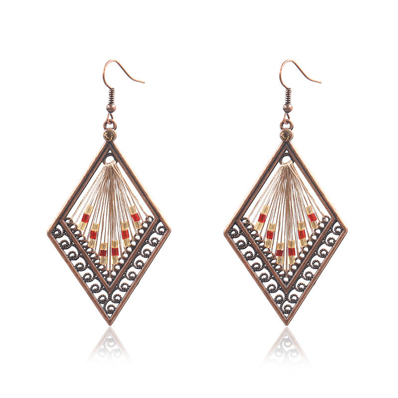 Pendientes de aleación de hilo de oro coloridos tejidos a mano al por mayor