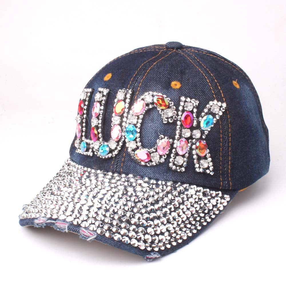 Wholesale Cotton LUCK Letter Denim Baseball Cap