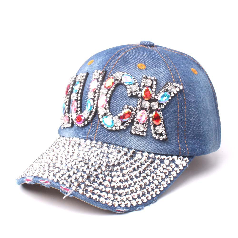 Wholesale Cotton LUCK Letter Denim Baseball Cap