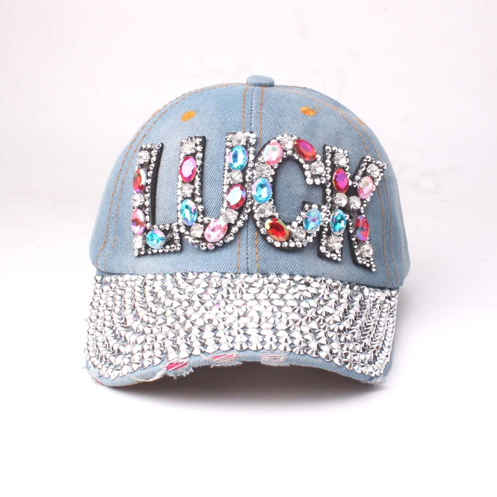 Wholesale Cotton LUCK Letter Denim Baseball Cap
