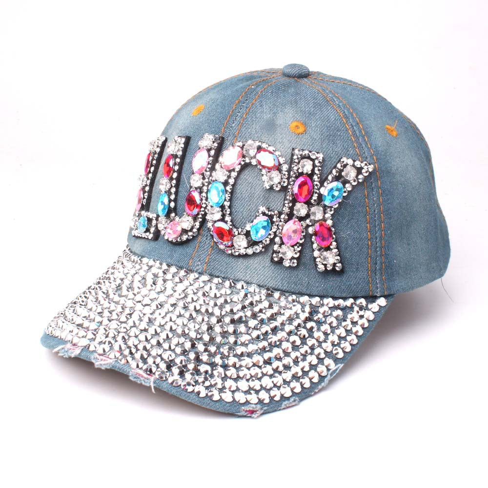 Wholesale Cotton LUCK Letter Denim Baseball Cap