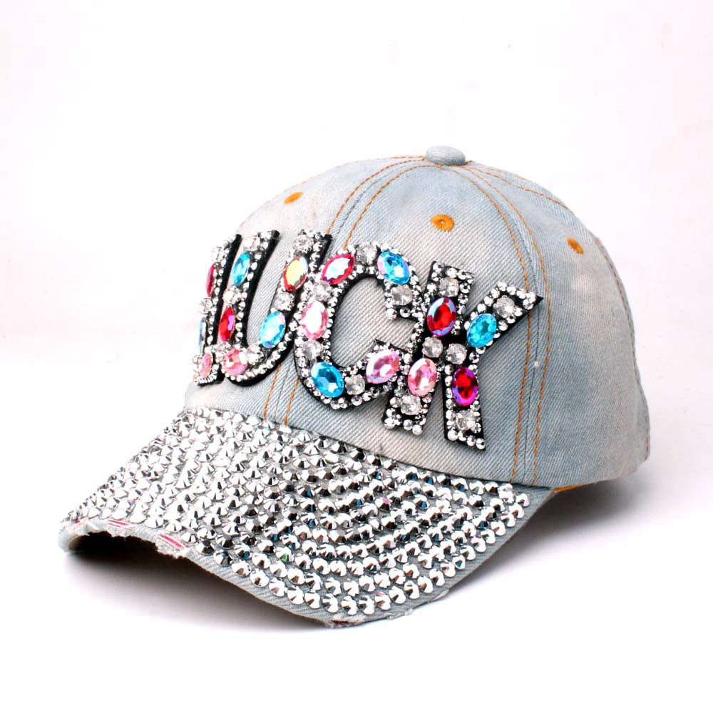 Wholesale Cotton LUCK Letter Denim Baseball Cap