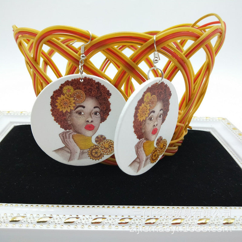Wholesale African Figurines Wooden Earrings