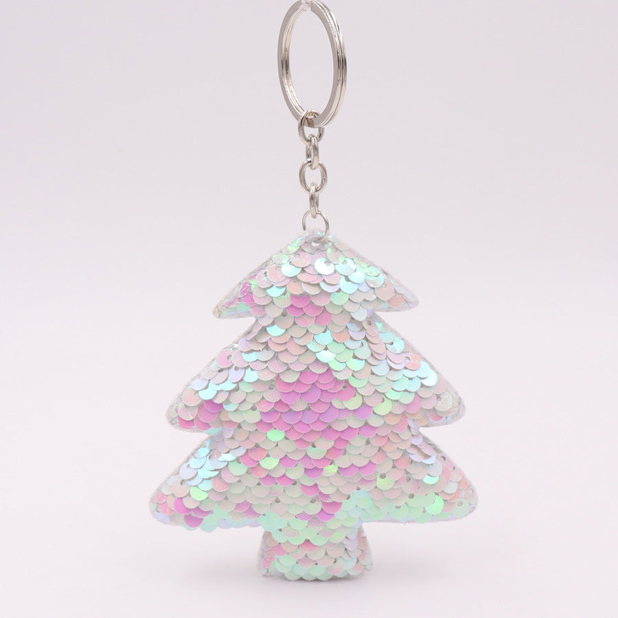 Keychain de árbol de Navidad de lentejuelas coloridas al por mayor