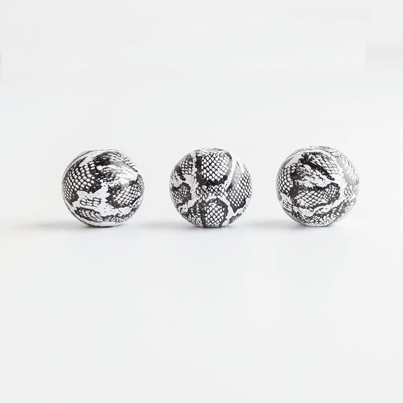 Wholesale Beads Lotus Wood Wooden Beads 16MM Leopard Cow Pattern Colorful Wooden Beads OLY-BDS-DJ004