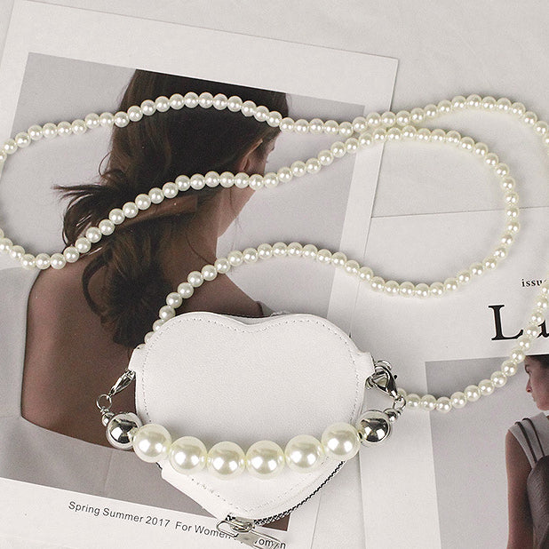 Bolso al por mayor de la forma del corazón de la cadena de la perla de la PU