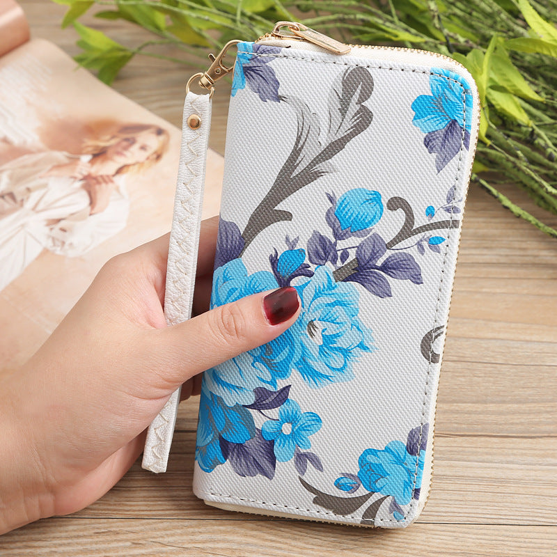 Wholesale PU Long Flower Printed Women's Purse