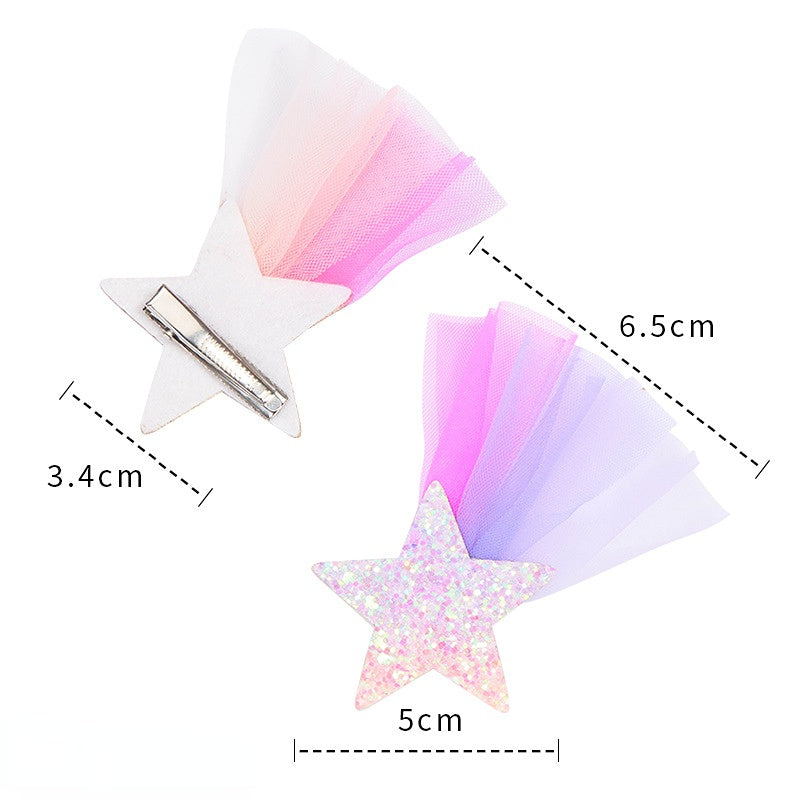 Wholesale Lace Color Star Fabric Hair Clips
