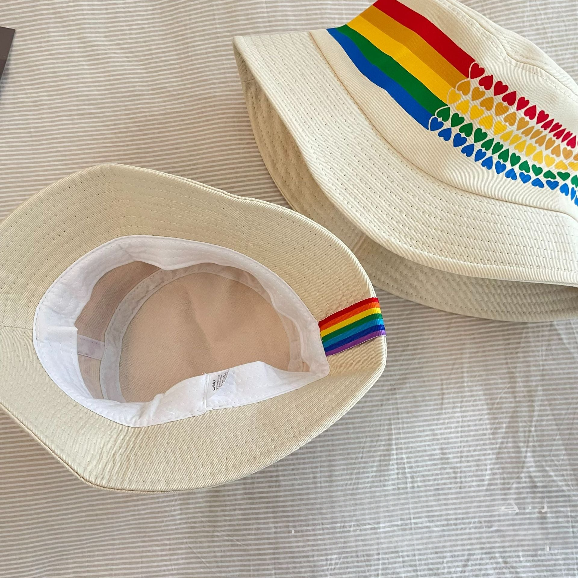 Venta al por mayor Sombrero de pescador de rayas de arco iris de algodón