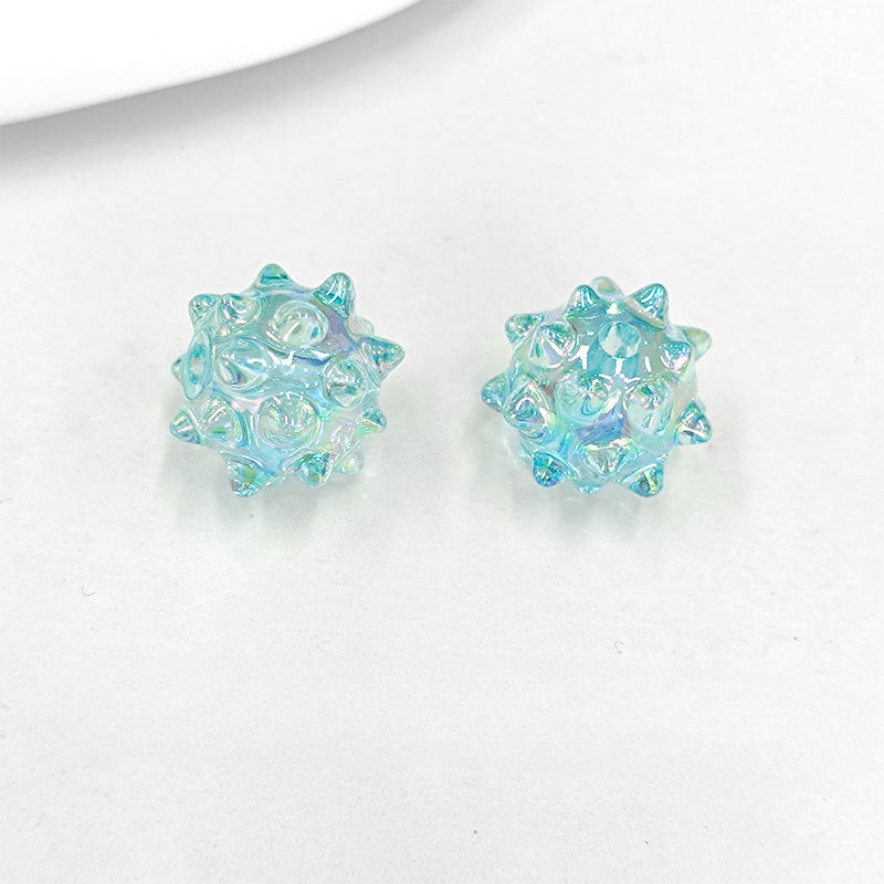 Wholesale14mm 100pcs/pack UV Electroplated Sea Urchin Candy Colored Acrylic Beads
