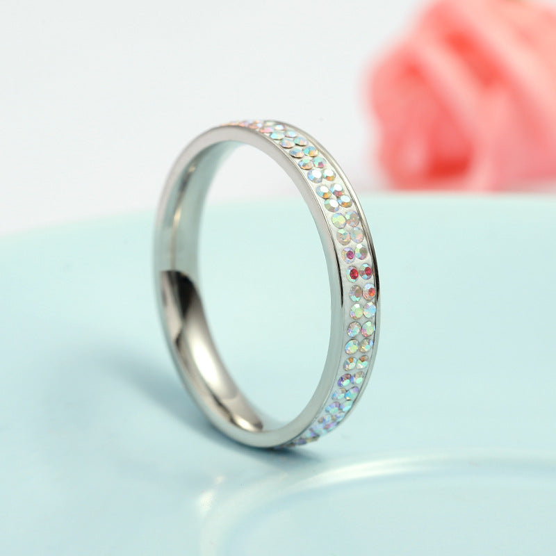 Wholesale Soft Clay AB Color Diamond Rings Stainless Steel
