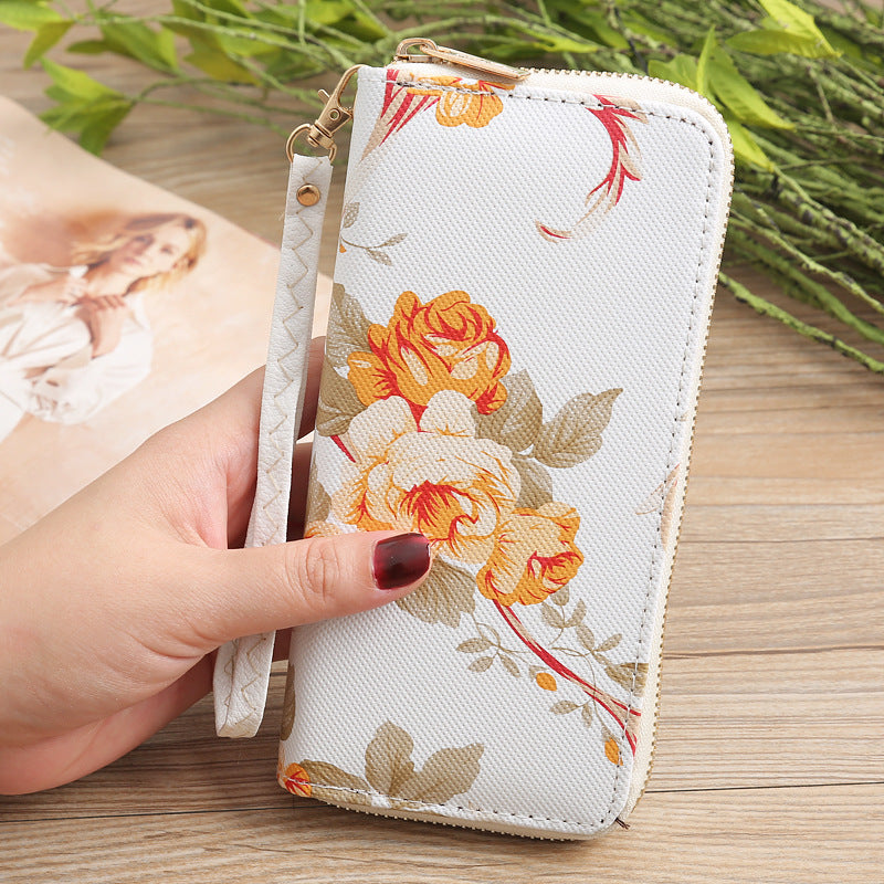Wholesale PU Long Flower Printed Women's Purse