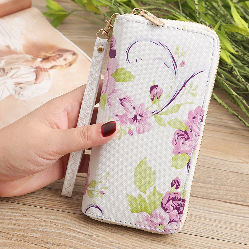 Wholesale PU Long Flower Printed Women's Purse