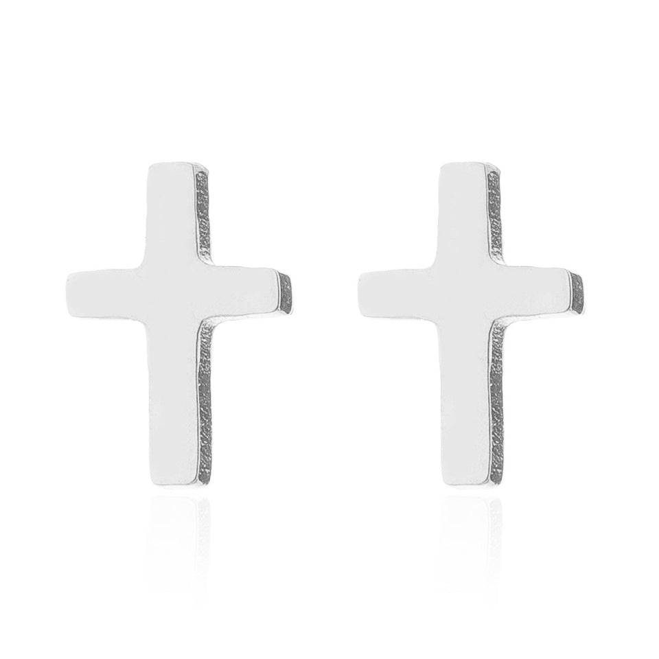 Wholesale Cross Stainless Steel Ear Studs