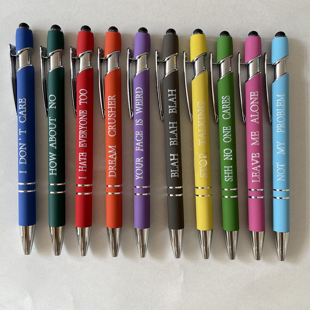 Wholesale Pens of 10 Metal Motivational Text Touch Screen Pens Per Set