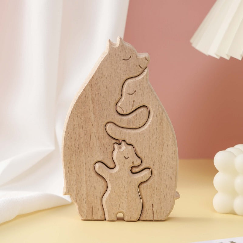 Wholesale of Mother's Day Teddy Bear Family Wooden Ornaments