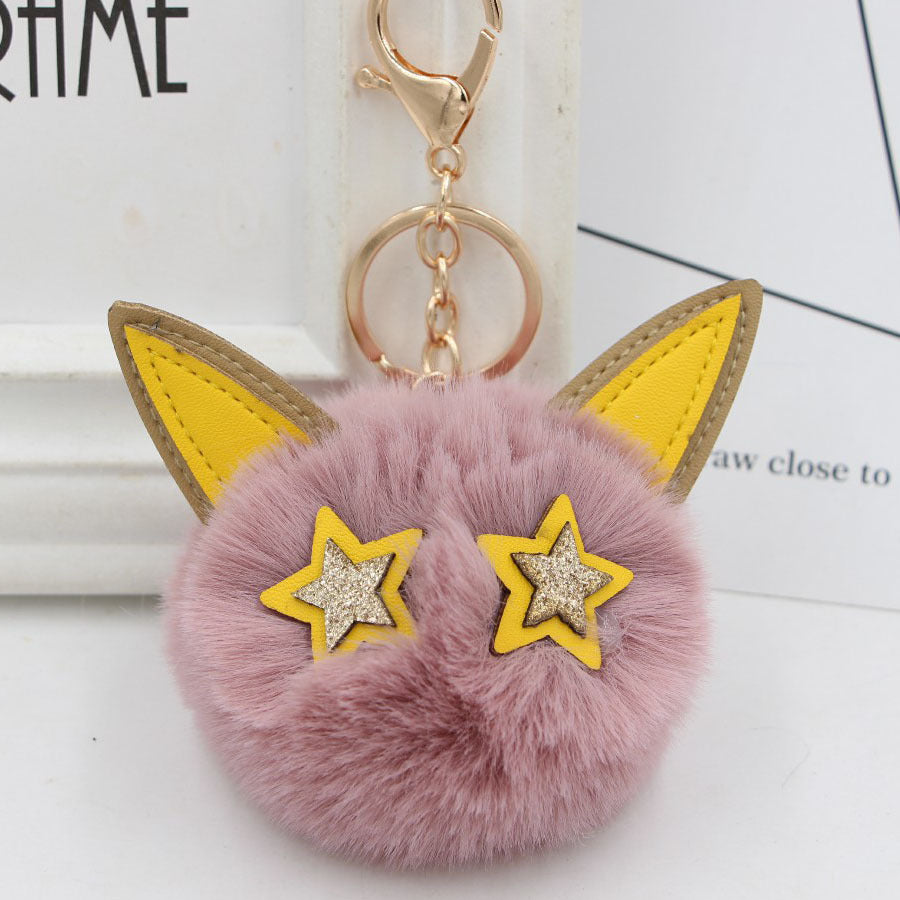 Wholesale Imitation Fur Five-pointed Star Hair Ball Key Chain