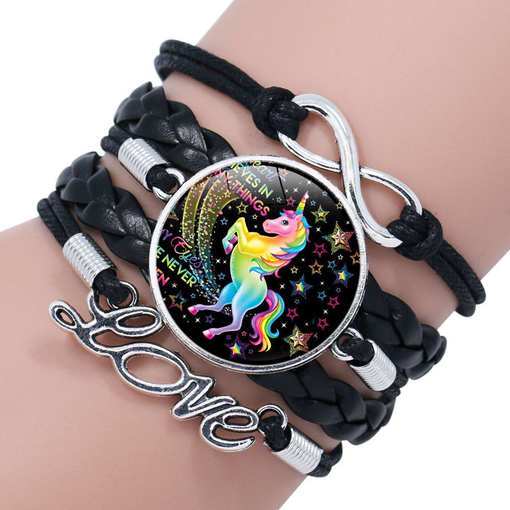 Wholesale Unicorn Time Stone Glass Bracelet