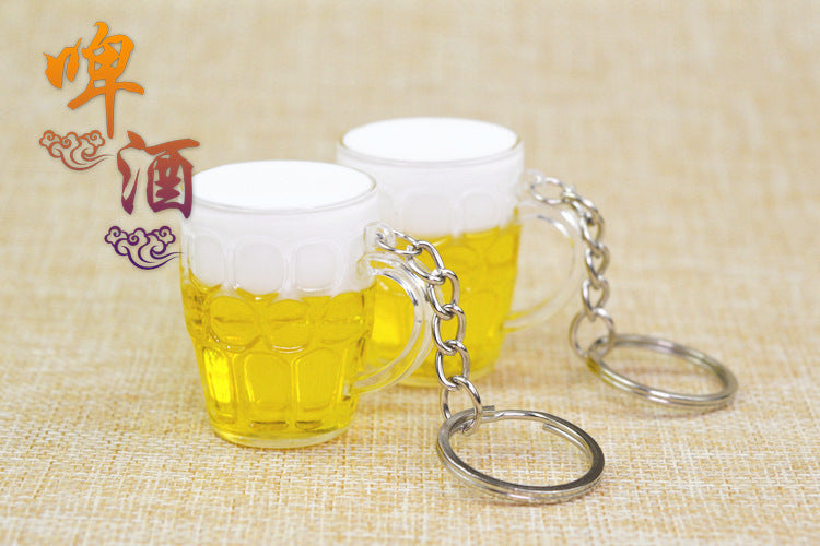 Wholesale Acrylic Imitation Beer Mug Creative Key Chain