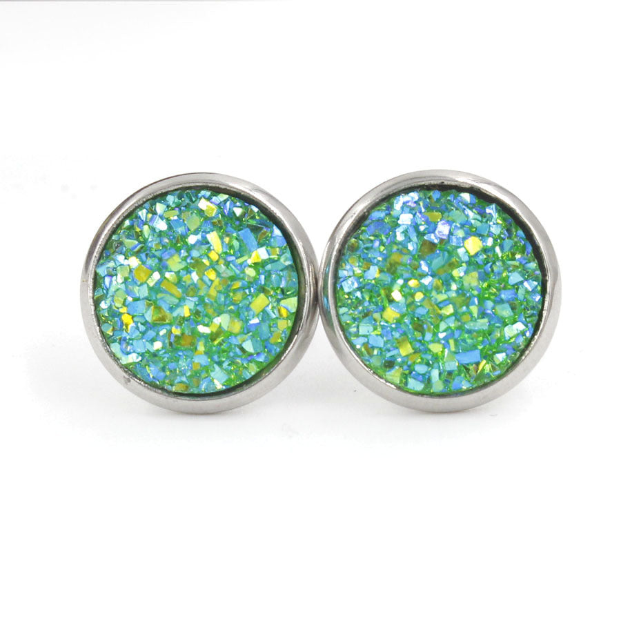 Wholesale Titanium Steel Resin Cluster Colorful Diamond Gypsophila Star Stud Earrings