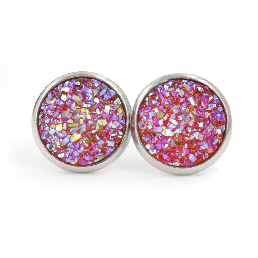 Wholesale Titanium Steel Resin Cluster Colorful Diamond Gypsophila Star Stud Earrings