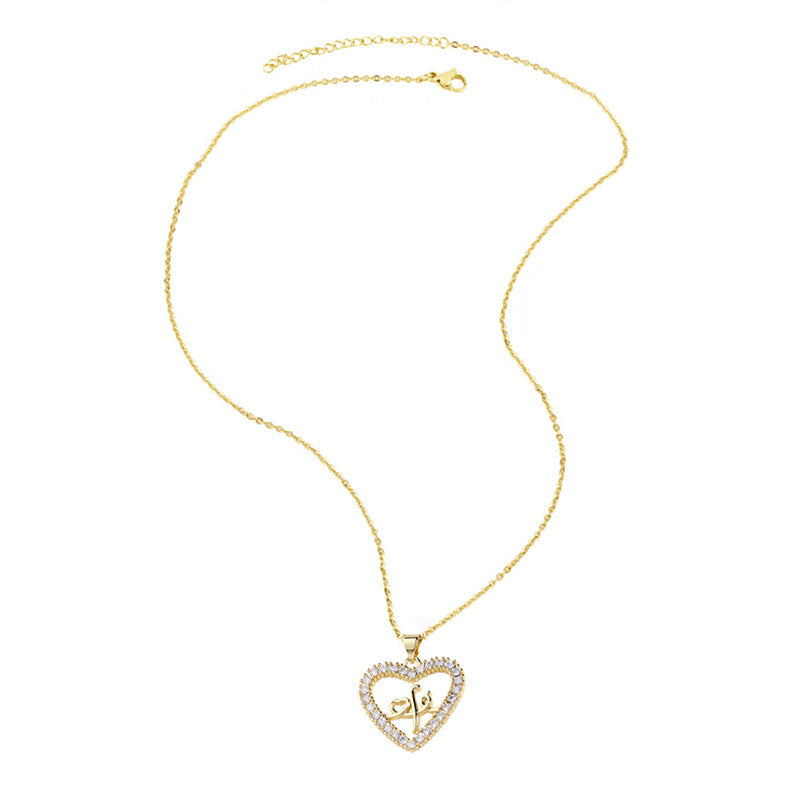 Wholesale Necklace Copper 18K Gold Plated Heart-shaped OLY-NE-AS013
