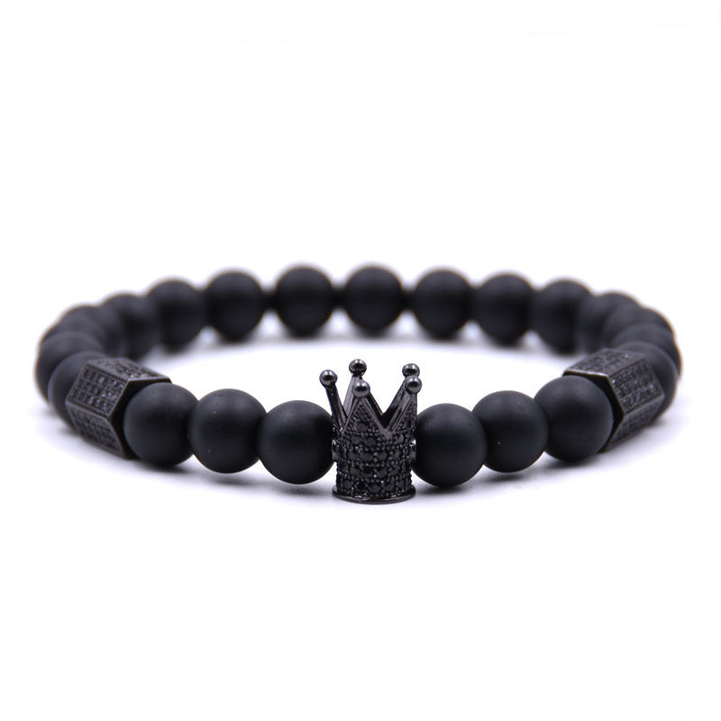 Wholesale Crown Skull Onyx Volcanic Stone Bracelets
