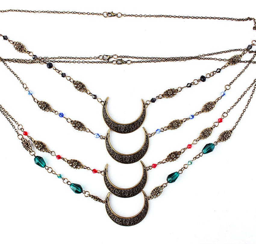 Cadena de cabeza de accesorios de patrón de luna hueca de aleación al por mayor