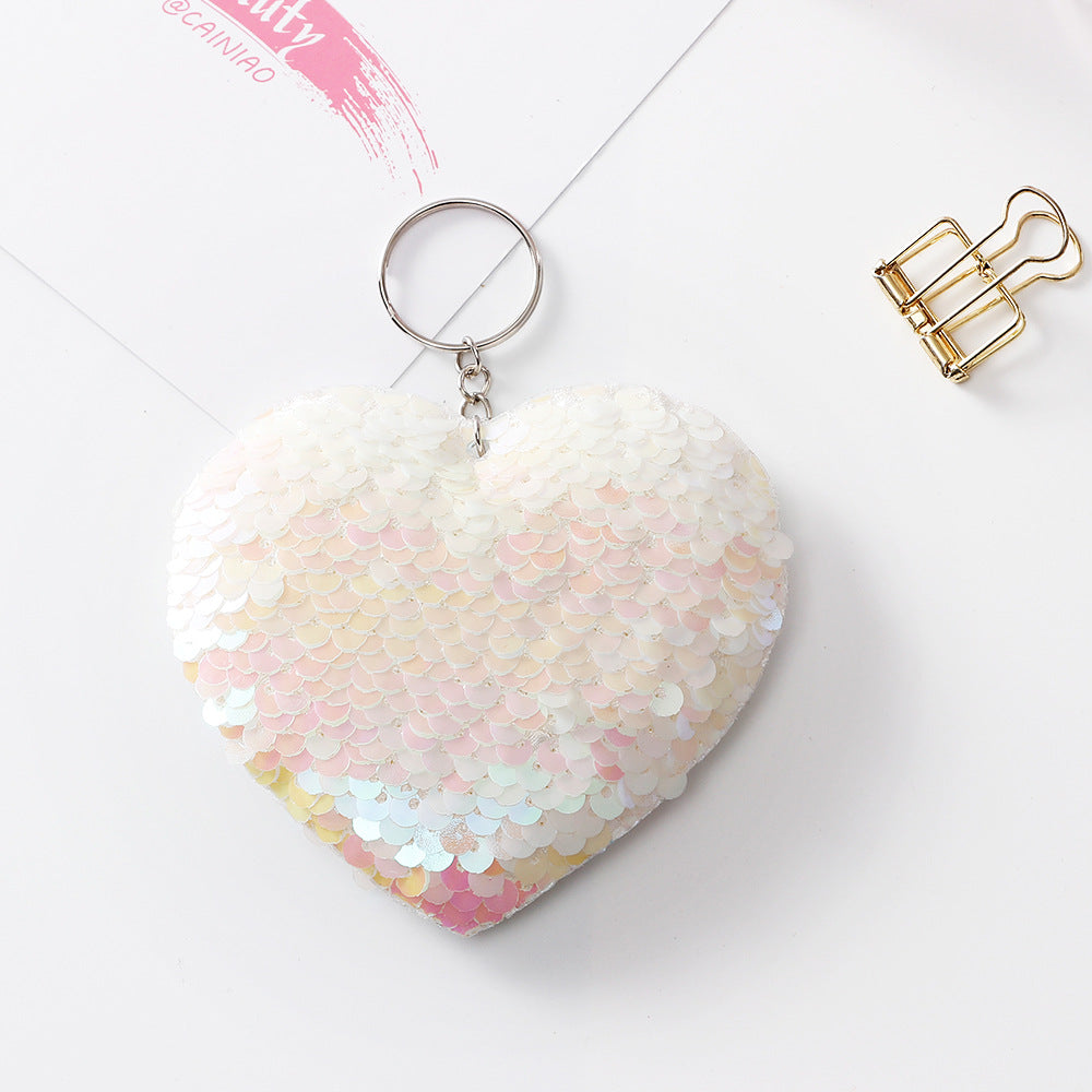 Wholesale Heart Sequin Fabric Keychains