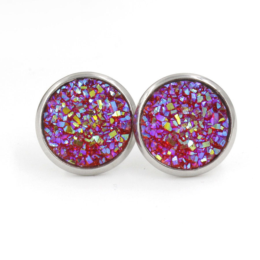 Wholesale Titanium Steel Resin Cluster Colorful Diamond Gypsophila Star Stud Earrings
