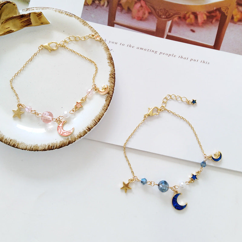 Wholesale Star Moon Pearl Alloy Bracelet