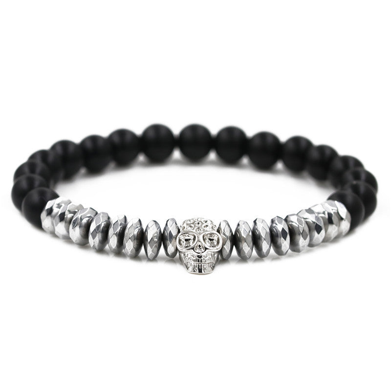 Wholesale Crown Skull Onyx Volcanic Stone Bracelets