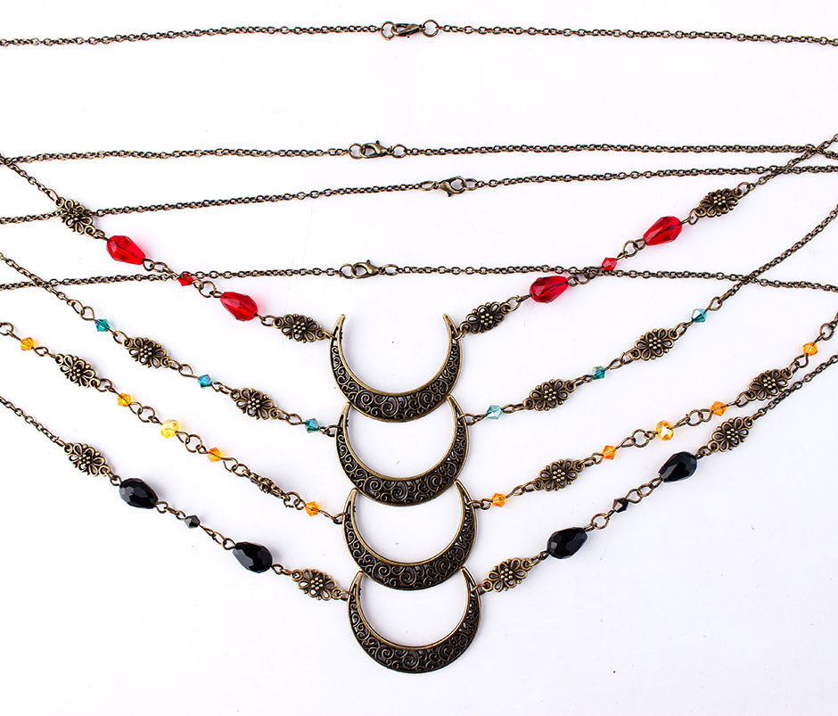 Cadena de cabeza de accesorios de patrón de luna hueca de aleación al por mayor