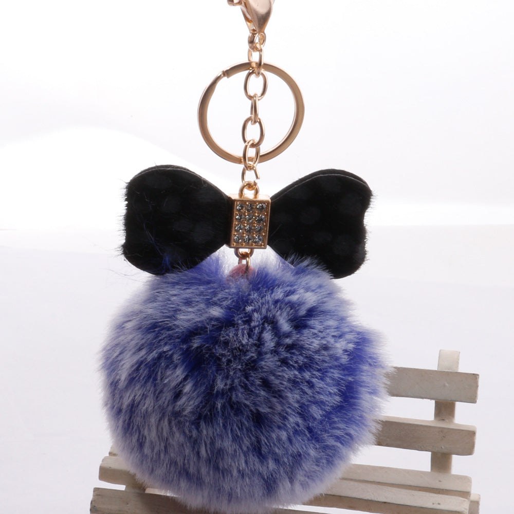 Wholesale Plush Leopard Diamond Bow Keychain