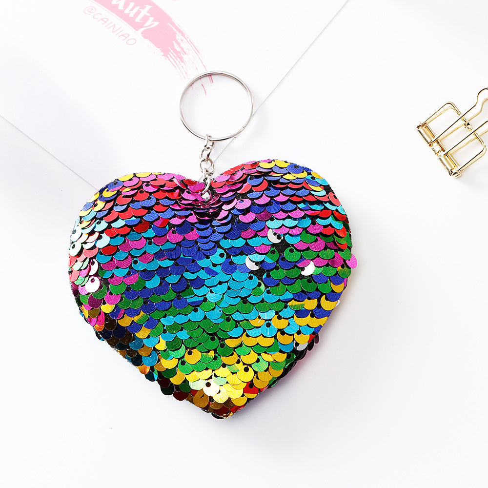 Wholesale Heart Sequin Fabric Keychains