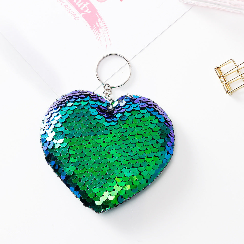 Wholesale Heart Sequin Fabric Keychains