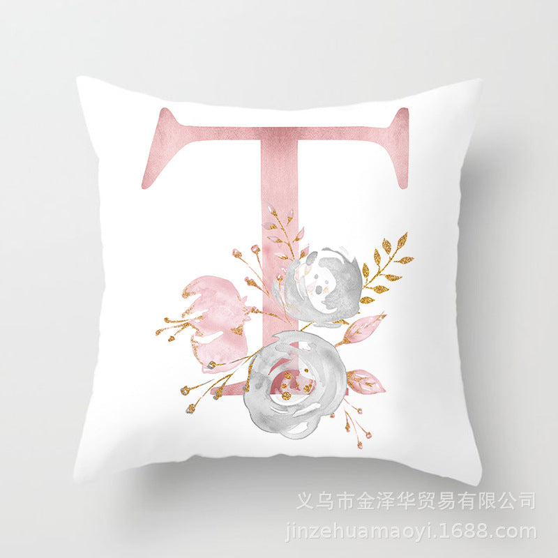 Wholesale Peach Skin Velvet Pink Letter Pillowcase