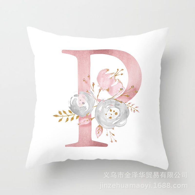 Wholesale Peach Skin Velvet Pink Letter Pillowcase