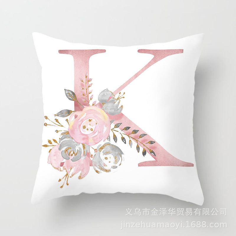 Wholesale Peach Skin Velvet Pink Letter Pillowcase