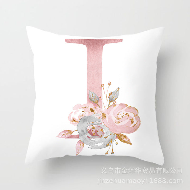 Wholesale Peach Skin Velvet Pink Letter Pillowcase